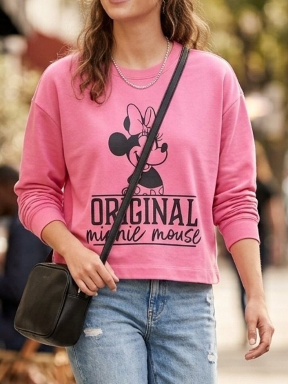 Joe Fresh x Disney Minnie Mouse Pink Graphic Crewneck Sweatshirt